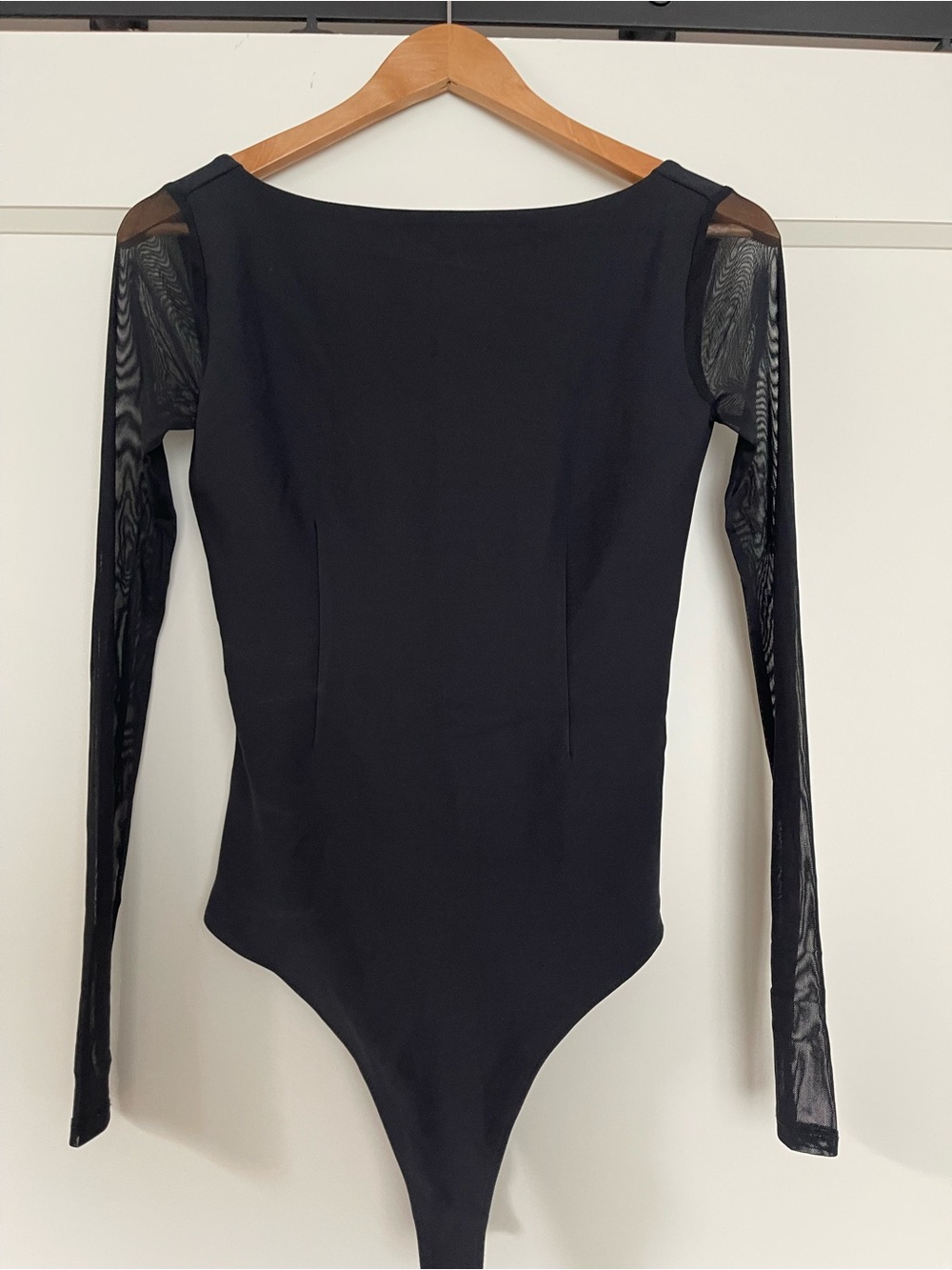 Abercrombie Black Long-Sleeve Mesh Sleeve Bodysuit